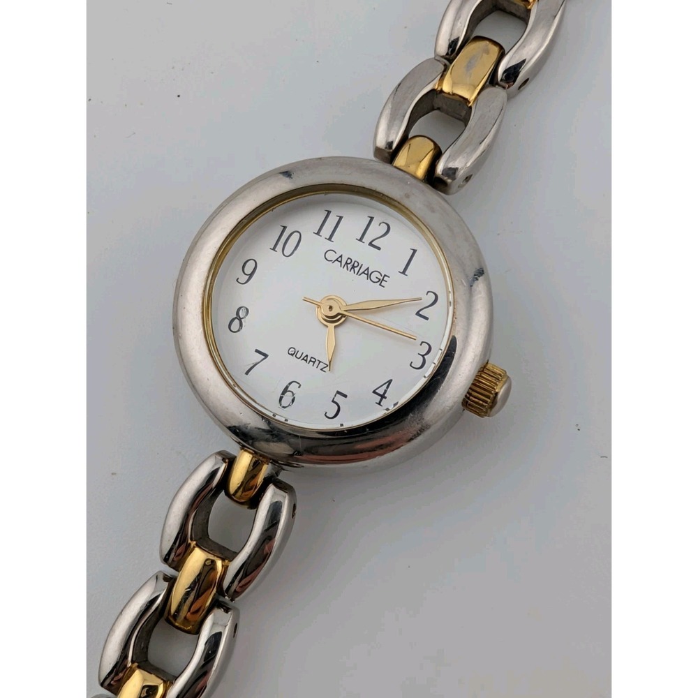 Carriage by Timex Watch Women 21mm Case Two Tone 7" Band- New Battery